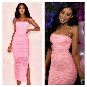 House Of CB Fornarina Barbie Pink‎ Organza Mesh Maxi Dress Women's Medium